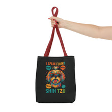 I Speak Fluent Shih Tzu – Funny Dog Lover Tote Bag | Small Dog Mom Gift | Colorful Pet Humor Accessory