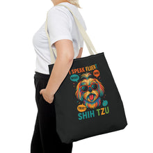I Speak Fluent Shih Tzu – Funny Dog Lover Tote Bag | Small Dog Mom Gift | Colorful Pet Humor Accessory