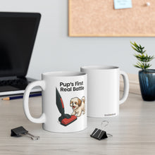 Pup’s First Real Battle Mug | Funny Shih Tzu Coffee Cup, Cute Dog Owner Gift, Puppy vs Vacuum Morning Drinkware