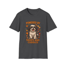 Powered by Treats and Cuddles T-Shirt (Transparent Design) | Funny Shih Tzu Shirt, Dog Mom Gift, Cute Pet Lover Tee
