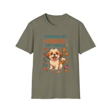 Powered by Treats and Cuddles T-Shirt (Transparent) | Funny Shih Tzu Dog Mom Tee, Pet Lover Gift, Cute Dog Quote Shirt