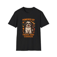 Powered by Treats and Cuddles T-Shirt (Transparent Design) | Funny Shih Tzu Shirt, Dog Mom Gift, Cute Pet Lover Tee