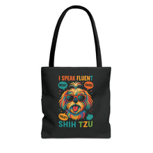 I Speak Fluent Shih Tzu – Funny Dog Lover Tote Bag | Small Dog Mom Gift | Colorful Pet Humor Accessory