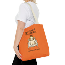 Queen of the Couch – Orange Shih Tzu Tote Bag | Funny Dog Mom Gift | The Throne Is Taken
