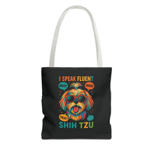 I Speak Fluent Shih Tzu – Funny Dog Lover Tote Bag | Small Dog Mom Gift | Colorful Pet Humor Accessory
