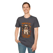 Powered by Treats and Cuddles T-Shirt (Transparent Design) | Funny Shih Tzu Shirt, Dog Mom Gift, Cute Pet Lover Tee