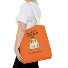 Queen of the Couch – Orange Shih Tzu Tote Bag | Funny Dog Mom Gift | The Throne Is Taken