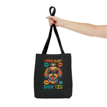 I Speak Fluent Shih Tzu – Funny Dog Lover Tote Bag | Small Dog Mom Gift | Colorful Pet Humor Accessory