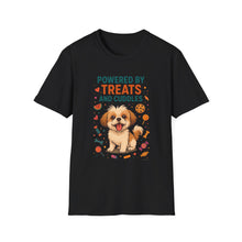 Powered by Treats and Cuddles T-Shirt (Transparent) | Funny Shih Tzu Dog Mom Tee, Pet Lover Gift, Cute Dog Quote Shirt