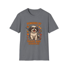 Powered by Treats and Cuddles T-Shirt (Transparent Design) | Funny Shih Tzu Shirt, Dog Mom Gift, Cute Pet Lover Tee