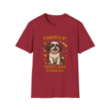 Powered by Treats and Cuddles T-Shirt (Transparent Design) | Funny Shih Tzu Shirt, Dog Mom Gift, Cute Pet Lover Tee