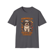Powered by Treats and Cuddles T-Shirt (Transparent Design) | Funny Shih Tzu Shirt, Dog Mom Gift, Cute Pet Lover Tee