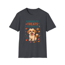 Powered by Treats and Cuddles T-Shirt (Transparent) | Funny Shih Tzu Dog Mom Tee, Pet Lover Gift, Cute Dog Quote Shirt