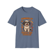 Powered by Treats and Cuddles T-Shirt (Transparent Design) | Funny Shih Tzu Shirt, Dog Mom Gift, Cute Pet Lover Tee