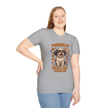 Powered by Treats and Cuddles T-Shirt (Transparent Design) | Funny Shih Tzu Shirt, Dog Mom Gift, Cute Pet Lover Tee