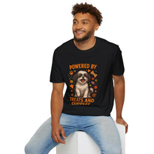 Powered by Treats and Cuddles T-Shirt (Transparent Design) | Funny Shih Tzu Shirt, Dog Mom Gift, Cute Pet Lover Tee