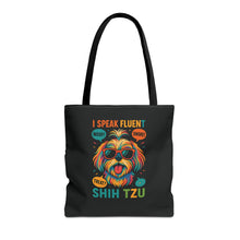 I Speak Fluent Shih Tzu – Funny Dog Lover Tote Bag | Small Dog Mom Gift | Colorful Pet Humor Accessory