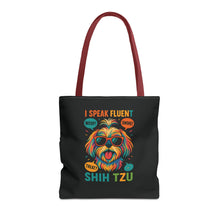 I Speak Fluent Shih Tzu – Funny Dog Lover Tote Bag | Small Dog Mom Gift | Colorful Pet Humor Accessory