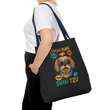 I Speak Fluent Shih Tzu – Funny Dog Lover Tote Bag | Small Dog Mom Gift | Colorful Pet Humor Accessory