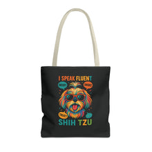 I Speak Fluent Shih Tzu – Funny Dog Lover Tote Bag | Small Dog Mom Gift | Colorful Pet Humor Accessory