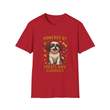 Powered by Treats and Cuddles T-Shirt (Transparent Design) | Funny Shih Tzu Shirt, Dog Mom Gift, Cute Pet Lover Tee