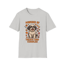 Powered by Treats and Cuddles T-Shirt (Transparent Design) | Funny Shih Tzu Shirt, Dog Mom Gift, Cute Pet Lover Tee