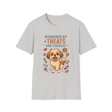 Powered by Treats and Cuddles T-Shirt (Transparent) | Funny Shih Tzu Dog Mom Tee, Pet Lover Gift, Cute Dog Quote Shirt