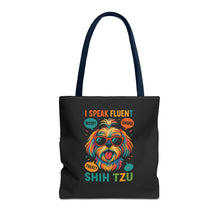 I Speak Fluent Shih Tzu – Funny Dog Lover Tote Bag | Small Dog Mom Gift | Colorful Pet Humor Accessory