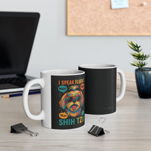I Speak Fluent Shih Tzu – Funny Dog Lover Mug | Neon Shih Tzu Coffee Cup | Woof, Snore, Treat