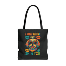 I Speak Fluent Shih Tzu – Funny Dog Lover Tote Bag | Small Dog Mom Gift | Colorful Pet Humor Accessory