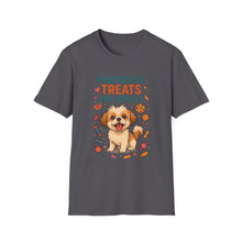 Powered by Treats and Cuddles T-Shirt (Transparent) | Funny Shih Tzu Dog Mom Tee, Pet Lover Gift, Cute Dog Quote Shirt