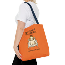 Queen of the Couch – Orange Shih Tzu Tote Bag | Funny Dog Mom Gift | The Throne Is Taken