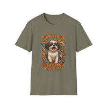 Powered by Treats and Cuddles T-Shirt (Transparent Design) | Funny Shih Tzu Shirt, Dog Mom Gift, Cute Pet Lover Tee