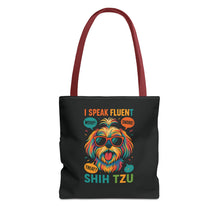 I Speak Fluent Shih Tzu – Funny Dog Lover Tote Bag | Small Dog Mom Gift | Colorful Pet Humor Accessory